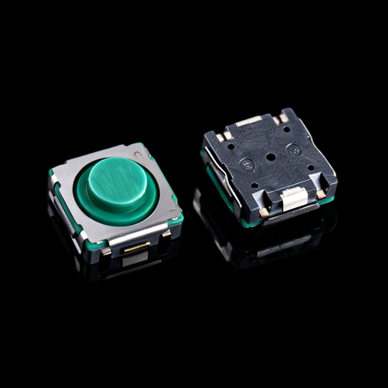 TS-F014001 Interruptor táctil de silicona de 8.5×8.5×3.95 mm con cables envueltos, cabezal verde