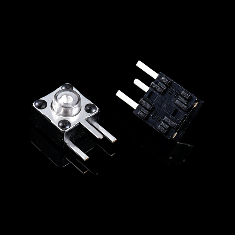 TS-E006102 Interruptor táctil de 6×6×5 mm, 3 clavijas laterales, cabezal blanco transparente, longitud de clavija: 3.5 mm