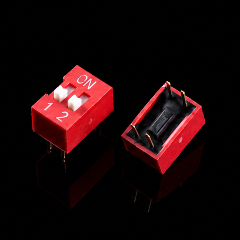 Interruptor DIP TS-U001016, DS-2.54-2P, rojo, orificio pasante