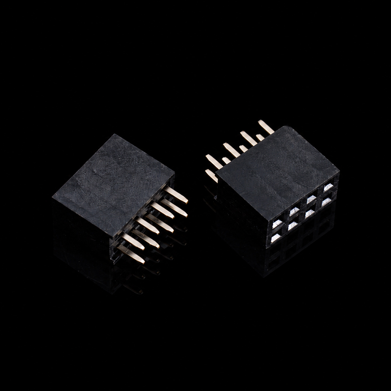 Conector hembra TS-S011426 con paso de 2,54 mm, altura de 8,5 mm, fila doble de 2 x 4 pines, tipo Y recto