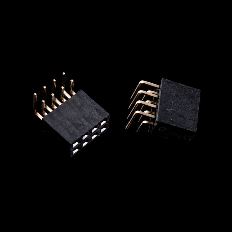 TS-Q005335 Conector hembra en ángulo recto de fila doble con paso de 2,54 mm, 2 x 4 pines